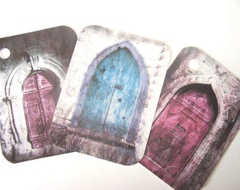 Gothic Door Tags-Set of 6-Colorful Doors-European Style-Ancient Look-Stationary-Junk Journaling-Scrapbooking-Crafts-Gift Tags-Handmade