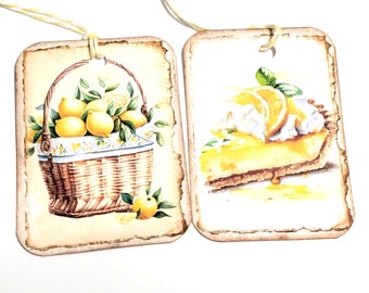 Lemon Tags-Set of 8-Lemonade Tags-Fruit Tags-Lemon Tree-Cottage Style-Stationary-Junk Journaling-Scrapbooks-Cards-Handmade-Sirius Fun