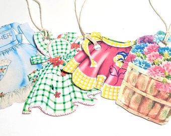 Mother's Day 1-Gift Tags-Set of  8-Apron Tags-Vintage Aprons--Mini Tags-1950's Aprons-Junk Journals-Scrapbooks-Cards-Handmade-Sirius Fun