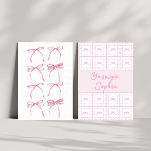Vintage Baby Girl Pink Bow Nursery Digital Print