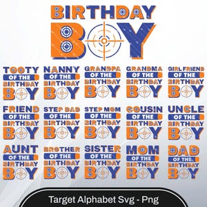 Nerf Birthday Boy SVG PNG Bundle, Target Style Nerf Party Shirt Design, Orange Navy Text Graphic, Nerf Birthday Cut File, Cricut Sublimation