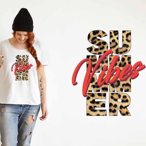 Summer Vibes PNG, Leopard Print Summer Design, Trendy Sublimation File, Cheetah Pattern Beach Shirt PNG