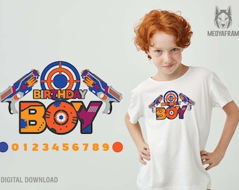 Nerf Birthday SVG, Fun Shooting Game Tee, Custom Age Target, Digital Download Shirt Design