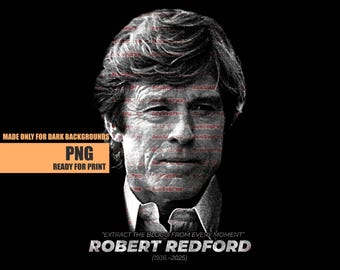 Ritratto in bianco e nero di Robert Redford PNG (file di stampa digitale)