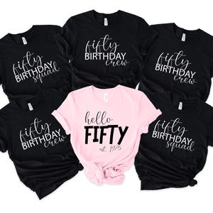 Hallo vijftig verjaardag mijlpaal SVG PNG-bundelset - Est. 1975 - Birthday Squad Svg - Birthday Crew PNG - Shirtontwerp 50e partij