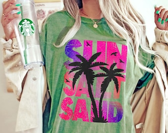 Sun Salt Sand PNG: Beach Life Palm Tree Design (Digital Download)