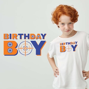 Nerf Birthday Boy SVG PNG, Target Style Nerf Party Shirt Design, Orange Navy Text Graphic, Nerf Birthday Cut File, Cricut Sublimation PNG