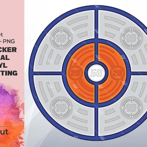 Nerf Target SVG PNG Bundle, Circular Shooting Target Design, Digital Cut File for Cricut Silhouette, Orange Blue Bullseye Game Target