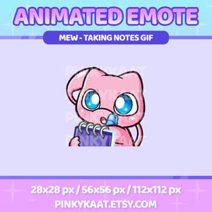 Animated Mew Emote: Taking Notes GIF for Twitch/Discord/YouTube
