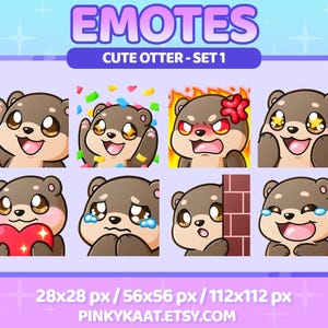 Set #1 Cute Otter Emotes for Twitch, Youtube, TikTok and Discord / Animals / Kawaii / Assets