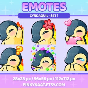 Chibi Cyndaquil 6 Emotes Pack for Twitch / Discord / Tik Tok / Youtube / Kick / Ready to use / Instant Download - Cute, Chibi, Kawaii