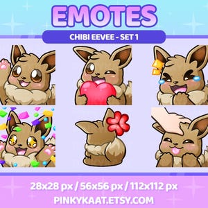 Chibi Eevee Emotes Pack: Twitch, Discord, YouTube (Instant Download)