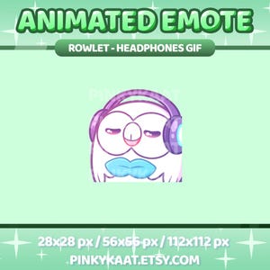 Animated Rowlet Headphones Emote for Twitch, Discord, Youtube and Kick (Instant Download)