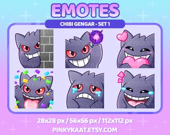 Chibi Gengar Emotes Pack: Twitch, Discord, YouTube (Instant Download)