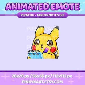 Animerad Pikachu-emote: Antecknings-GIF för Twitch/Discord/YouTube