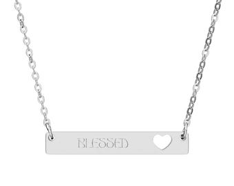 Blessed Heart-ketting met staaf | Minimalistische roestvrijstalen sieraden | Sierlijk modern ontwerp