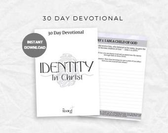 30 dagen devotie over identiteit in Christus | Christelijke digitale download | Devotional voor vrouwen | Geloofsdagboek | Afdrukbare pdf