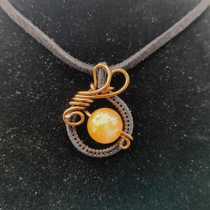 Goldene Heiler Quarz Elegant Schwarz Kupfer Anhänger