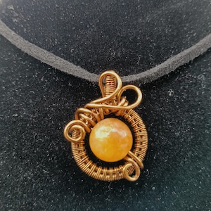 Goldener Heiler Quarz Eleganter Kupfer Anhänger