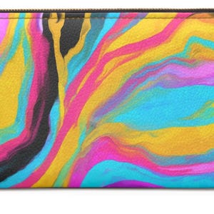 Colorful Abstract Zipper Wallet Artistic Purse for Women Vibrant Coin Case Unique Gift for Birthdays Travel Accessory