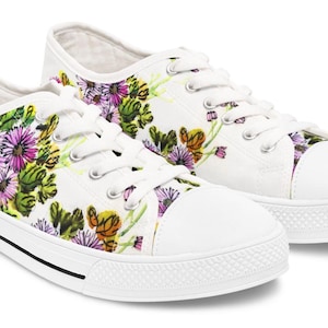 Floral Print Women&#39;s Low Top Sneakers Casual Footwear Spring Style Eco-Friendly Gift Everyday Comfort Garden Party Shoes