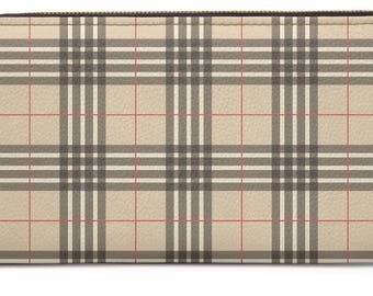 Plaid PU Leather Zipper Wallet: Stylish Clutch