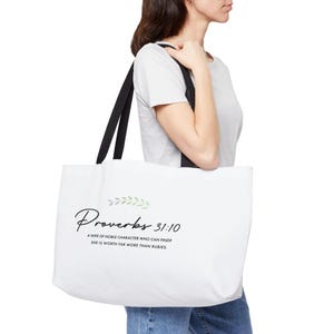 Bible Verse Proverbs 31:10 Weekender Bag For Weekender Travel Case Christian Women Gift Mom Bag
