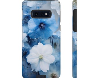 Blue Floral Phone Case | White and Blue Bloom Phone Case Gift For her Valentine Gift