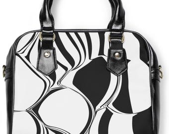 Sac à main en cuir PU à imprimé abstrait - Sac fourre-tout chic pour femme - Sac à main à motif artistique moderne - Cabas élégant en cuir végétalien pour tous les jours