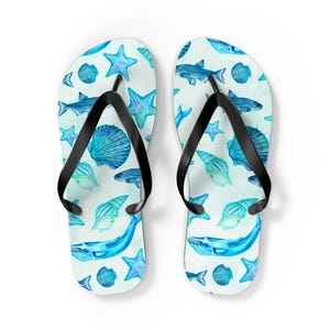 Sea Creature Flip Flops, Beach Sandals Ocean Life Footwear Summer Shoes Marine Animal Slippers