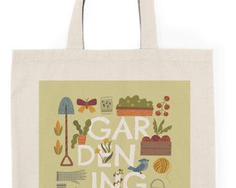 Floral Gardening Tote Bag: Natural Cotton Canvas, Plant Lover Gift