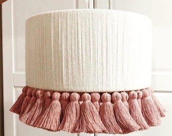 Pink Tassel Nursery Ceiling Lamp, Kids Room Pendant Light, Boho Baby Room Lighting,