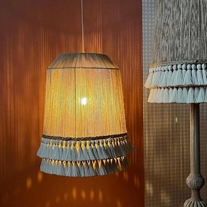 Handcrafted Macrame Pendant Light - Boho Fringe Ceiling Lamp for Living Room, Nursery & Bohemian Decor
