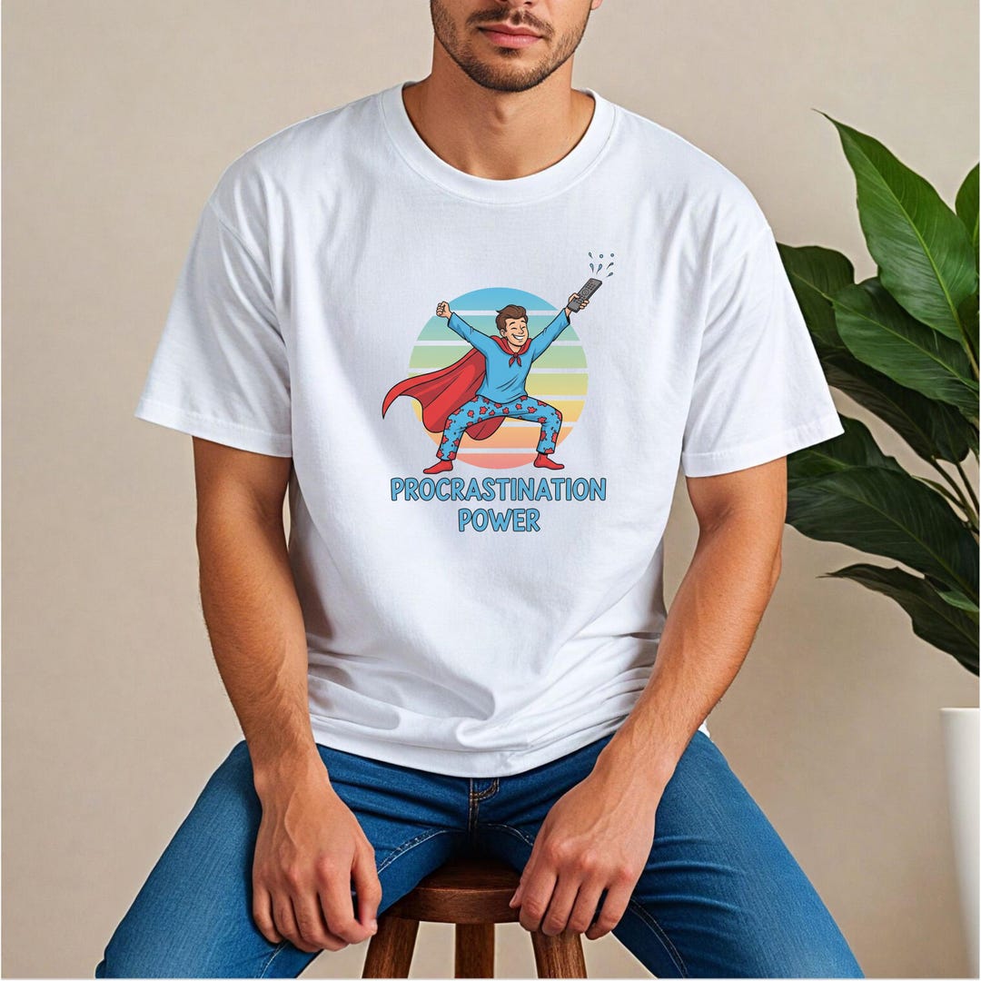 Funny Procrastination Superhero T-shirt: Lazy Day Humor - Etsy