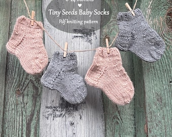 Patrón fácil para tejer calcetines de bebé / 0-24 meses (Descarga en PDF en inglés) - Tiny Seeds