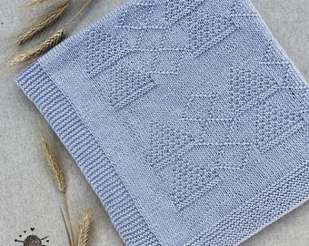 Baby Blanket Knitting Pattern PDF – Textured Knit Purl – Stroller & Crib Sizes – Instant Download – The Fjord