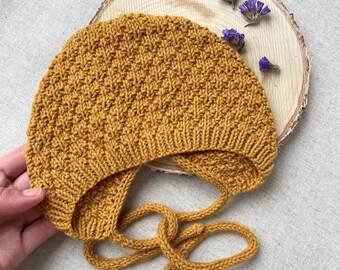 Patrón de punto para gorro de bebé color avellana / Texturizado, sin costuras, ideal para principiantes (patrón en PDF en inglés)