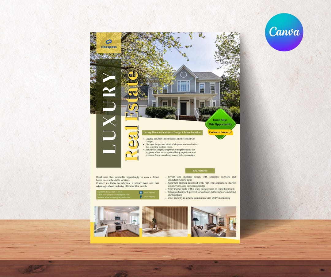 Luxury Real Estate Flyer Template | Editable Canva Marketing Flyer for ...
