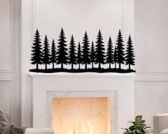 Fireplace Metal Decor - Fireplace Decoration - Tree Forest Fireplace Decor - Metal Pine Tree Wall Art