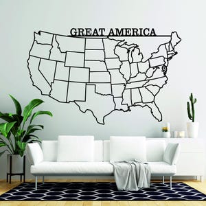 Mapa dos Estados Unidos em metal, Arte de parede de mapa, Mapa dos EUA, Arte de parede de mapa dos EUA, Mapa das Américas, Mapa dos Estados Unidos, Arte de parede moderna, Decoração de escritório