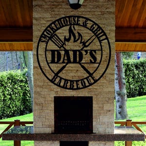 Personalized BBQ Grill Metal Sign, Personalized Smokehouse Wall Art for Backyard, Barbecue Gift for Him, Outdoor Kitchen & Grill Decor