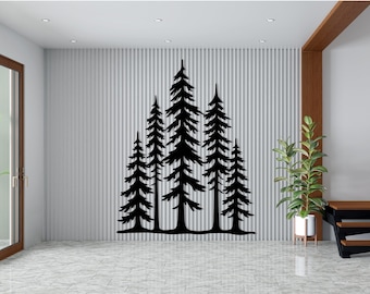 Decorazione murale in metallo con albero di pino / Decorazione moderna in stile fattoria