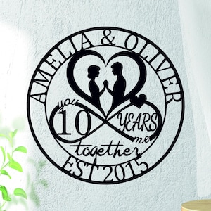 Gepersonaliseerd 10-jarig huwelijkscadeau, 10-jarig jubileumcadeau voor vrouw, tinnen huwelijkscadeaus, tienjarig huwelijksjubileum