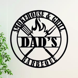 Personalized BBQ Grill Metal Sign, Personalized Smokehouse Wall Art for Backyard, Barbecue Gift for Him, Outdoor Kitchen & Grill Decor