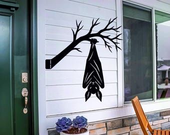 Metal Bat Halloween Decor, Hanging Bats, Yard Art