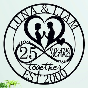 Personalized 25th Wedding Anniversary Gift for Husband Wife or Couples,Custom Wedding Anniversary Plaque,25 Years Together Couples Gift Idea