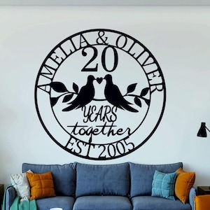 Personalized 20th Wedding Anniversary Gift, Custom Plaque for Wedding Anniversary, 20 Years Together Couples Gift, anniversary sign