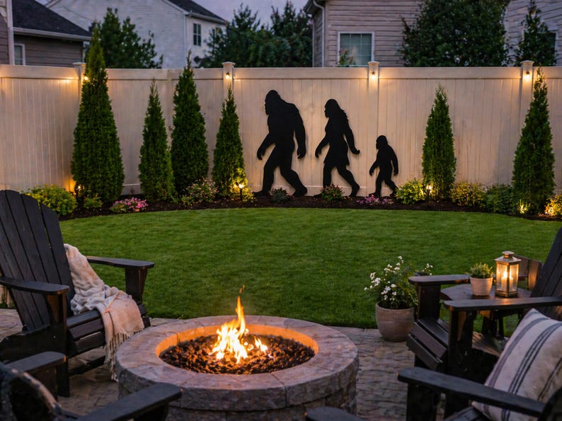 Bigfoot Family Metal Garden Decor, Steel Sasquatch Lawn Decoration - Etsy