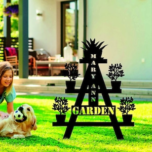 Personalized Garden Name Sign, Custom Metal Garden Sign, Personalized Garden Sign, Personalized Yard Decor, Metal Yard Stakes, Garden Stakes
