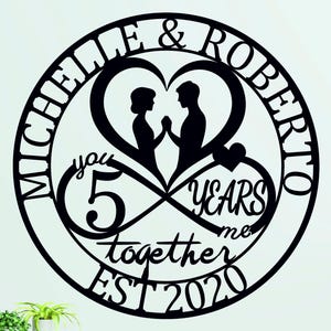 Personalized 5th Wedding Anniversary Gift, Wood Anniversary Gift for Him or Her, 5 Year Marriage Milestone, Personalized Couple Gift